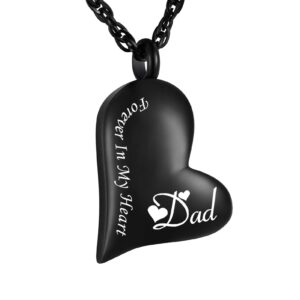 XIUDA Urn Necklace for Ashes Forever in My Heart Pendant Cremation Necklace Stainless Steel Ashes Jewelry for Dad Mom