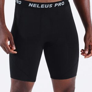 NELEUS Men's Compression Shorts with Pockets Workout Running Tights,3 Pack,6082,Black/Black/Black,XL