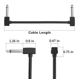 Augioth 6 Inch 6 Pack 15 cm Guitar Patch Cable 0.5 Ft 1/4 Right Angled TS Effect Pedal Cord