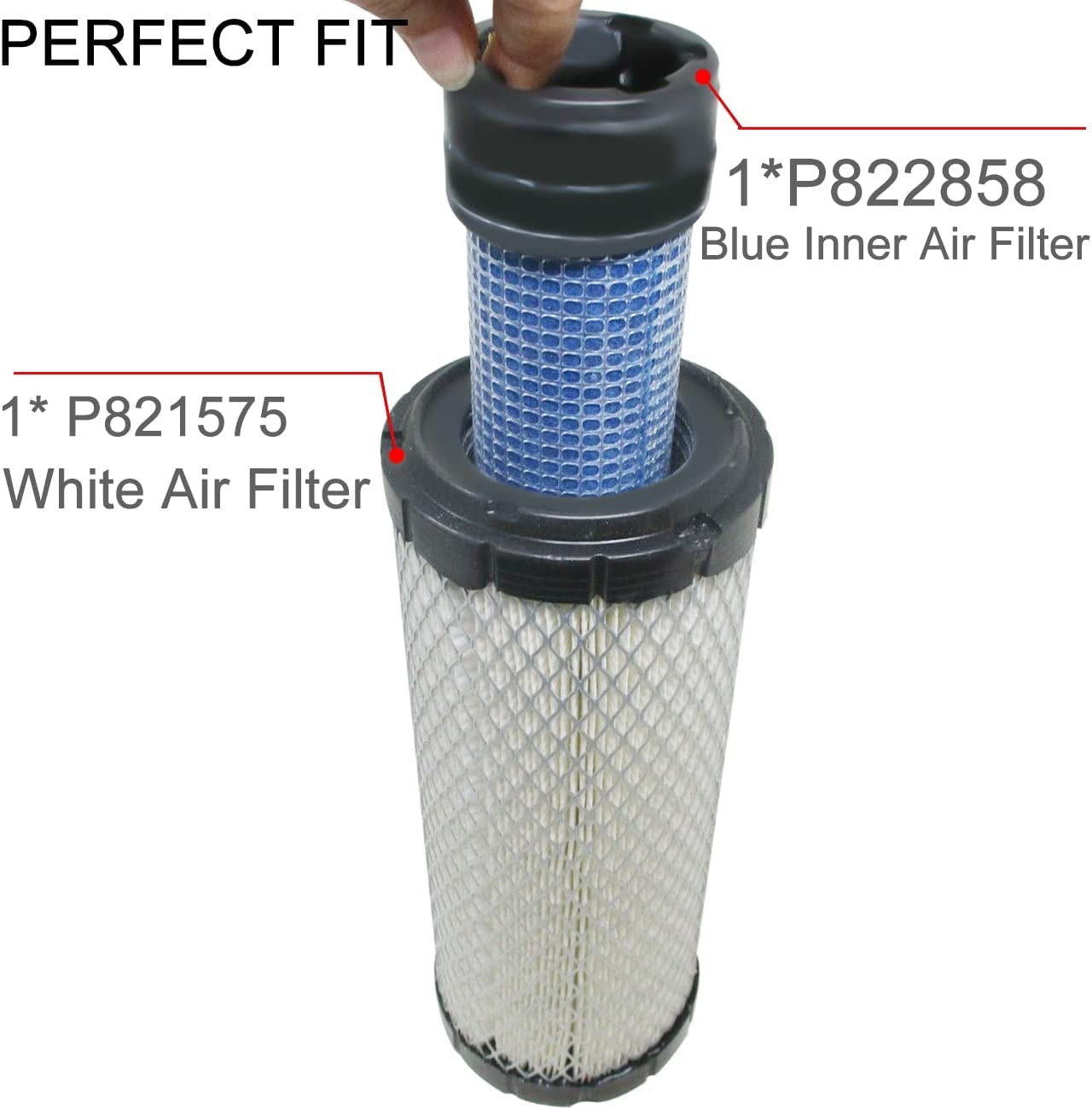 Podoy P822858 and P821575 Air Filter Set (3 Pack) Compatible with Donaldson FPG05 Air Cleaner 11013-7044 & 11013 7045 46438 42985 2508301-S 2508304-S M131802 M131803