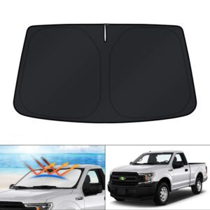 KUST Custom Fit Windshield Sun Shade for 2015-2020 Ford F150 Accessories (Lariat, Raptor, King Ranch) Pickup Truck Window Shade Foldable Sun Visor Protector Blocks UV Rays Keep Your Car Cooler