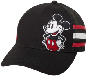 disney men’s mickey mouse hat – snap-back baseball cap, dad hat, size one size, mickey stripes