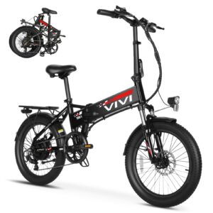 vivi 20" folding electric bike folding ebike electric bike for adult, foldable electric bikes adult electric bicycles with 48v removable battery, professional 7 speed electric commuter bike