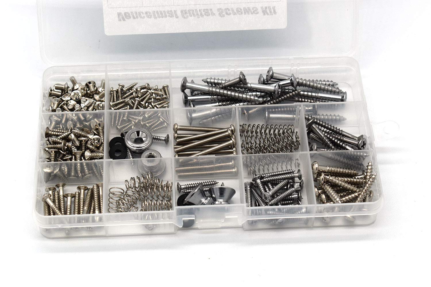 Vencetmat Guitar Screws Kit, Guitar Hardware Luthier Parts-kit for Tele/Strat/SQ,Switch,Tuner,Machine Head, Neck Plate,Pickguard,Guitar Strap End Pins,Pickup,Bridge,Guitar DIY Kit(Metric, Chrome)