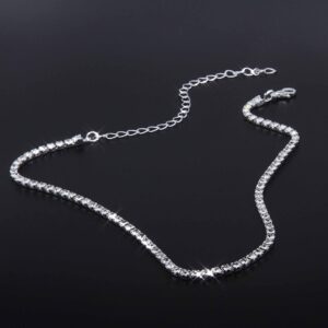 Avanlin Rhinestone Choker Necklaces Silver Plated 1 Layer Necklace Chain Jewelry for Women