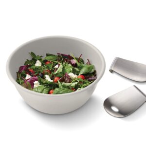 Joseph Joseph 20155 Uno Salad Bowl & Stainless-Steel Servers Set, 3-Pieces, Stone