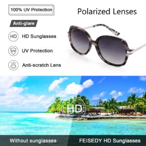 FEISEDY Classic Womens Elegant Polarized Sunglasses Ladies Wide Square Sunglasses Shades B2683