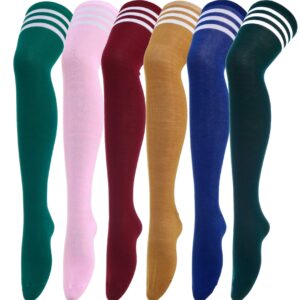 CISMARK Womens Thigh High Socks Over the Knee High Striped Stocking Boot Leg Warmer Long Socks for Daily Wear Cosplay