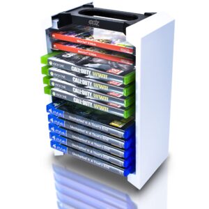 Game Storage Tower – Universal Video Game Storage – Stores 12 Game or Blu-Ray Disks – Game Holder Rack for PS4, PS5, Xbox One, Xbox Series X/S, Nintendo Switch Games and Blu-Ray Discs