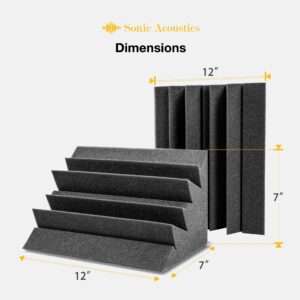 Sonic Acoustics 12 Pack Acoustic Foam Panels 7" X 7" X 12" Sound Absorbing Panel, Bass Trap Studio Foam, Corner Block Finish, Sound Panels Soundproof Sound Insulation Absorbing