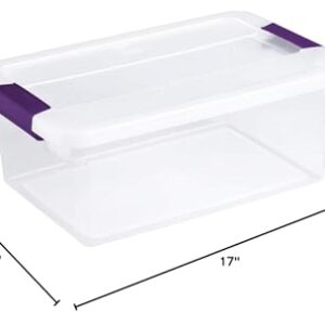 Sterilite 15-Quart Clearview Latch Box Storage Tote Container Storage 4PK, Purple