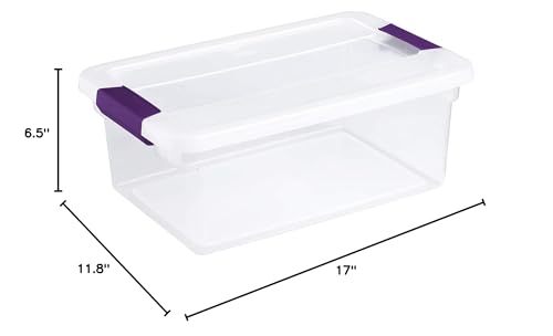 Sterilite 15-Quart Clearview Latch Box Storage Tote Container Storage 4PK, Purple