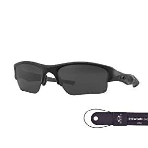 Oakley Flak Jacket XLJ OO9009 11-004 63MM Matte Black/Grey Rectangular Sunglasses for Men + BUNDLE Accessory Leash Kit + BUNDLE with Designer iWear Eyewear Kit