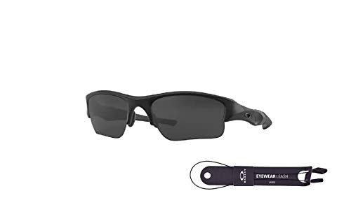 Oakley Flak Jacket XLJ OO9009 11-004 63MM Matte Black/Grey Rectangular Sunglasses for Men + BUNDLE Accessory Leash Kit + BUNDLE with Designer iWear Eyewear Kit