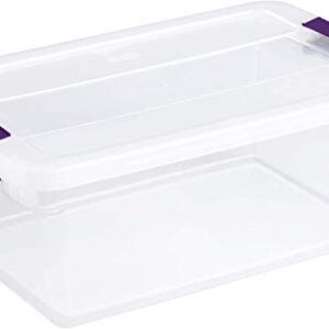 Sterilite 15-Quart Clearview Latch Box Storage Tote Container Storage 4PK, Purple