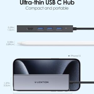 LENTION USB C Hub with a Gigabit Ethernet Port, 4K HDMI Display, 3 USB-A USB 3.0 Ports for MacBook Pro, MacBook Air, Dell, Lenovo, HP Laptops and More, Stable Driver Certified (C25, Space Gray)