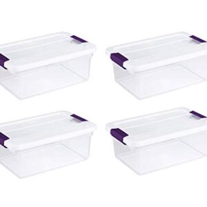 Sterilite 15-Quart Clearview Latch Box Storage Tote Container Storage 4PK, Purple