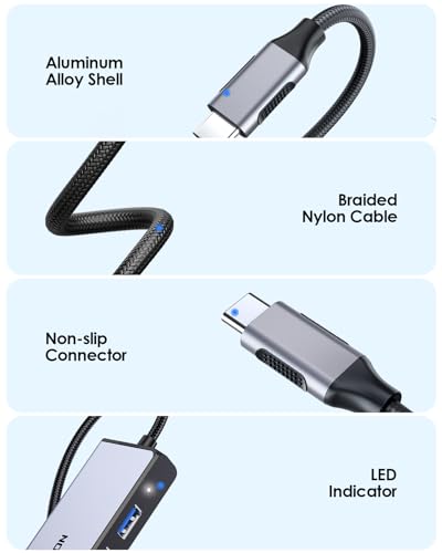 LENTION USB C Hub with a Gigabit Ethernet Port, 4K HDMI Display, 3 USB-A USB 3.0 Ports for MacBook Pro, MacBook Air, Dell, Lenovo, HP Laptops and More, Stable Driver Certified (C25, Space Gray)