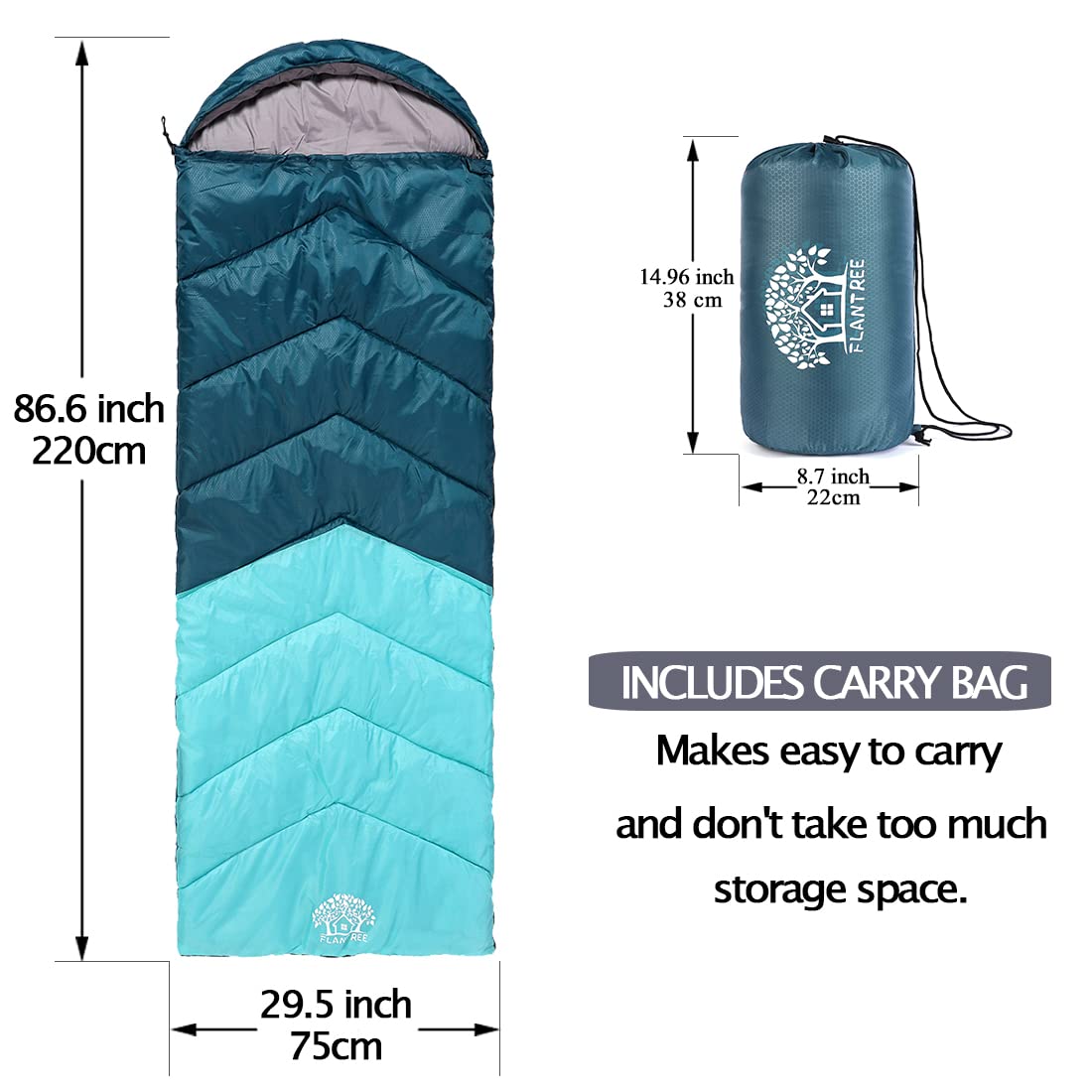 Flantree Sleeping Bag 4 Seasons Adults & Kids for Camping Hiking Trips Warm Cool Weather,Lightweight and Waterproof with Compression Bag,Indoors Outdoors Activities