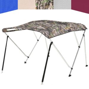 KING BIRD 3-4 Bow Bimini Top Cover Sun Shade Boat Canopy Waterproof 1 Inch Stainless Aluminum Frame 46" Height with Rear Support Poles and Storage Boot 5 Colors 5 Sizes(camouflage, 79"-84"