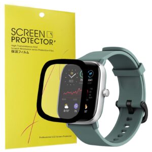 compatible for amazfit gts 2 mini screen protector, youkei 3d full coverage pet soft screen protector film for amazfit gts 2 mini fitness smart watch (3 pack)