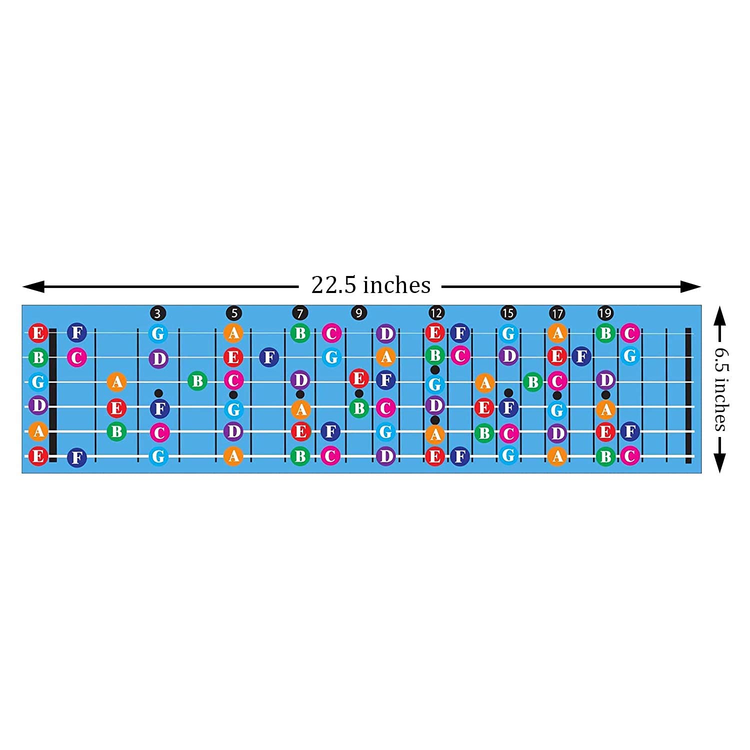 QMG Color Coded Guitar Fretboard Note Chart, Learn to Play Guitar and Music Theory, Suitable for all