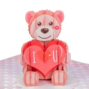 Paper Love Valentines Day Pop Up Card, 3D Teddy Bear - 5" x 7" Cover - Includes Envelope and Note Card