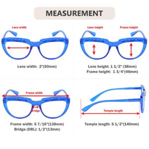 Eyekepper 4-Pack Reading Glasses for Women Rhinestone Readers Oversize Half-Moon Design Eyeglasses +2.50