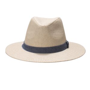 Dockers Men's Straw Fedora Hat, Navy, Large-X-Large