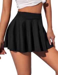 coorun tennis skirt for women pleated golf skort with shorts and pockets athletic skirt for running and workout(black,m)