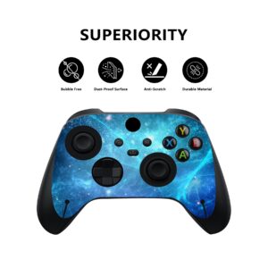 PlayVital Blue Nebula Custom Vinyl Skins for Xbox Core Wireless Controller, Wrap Decal Cover Stickers for Xbox Series X Console Controller