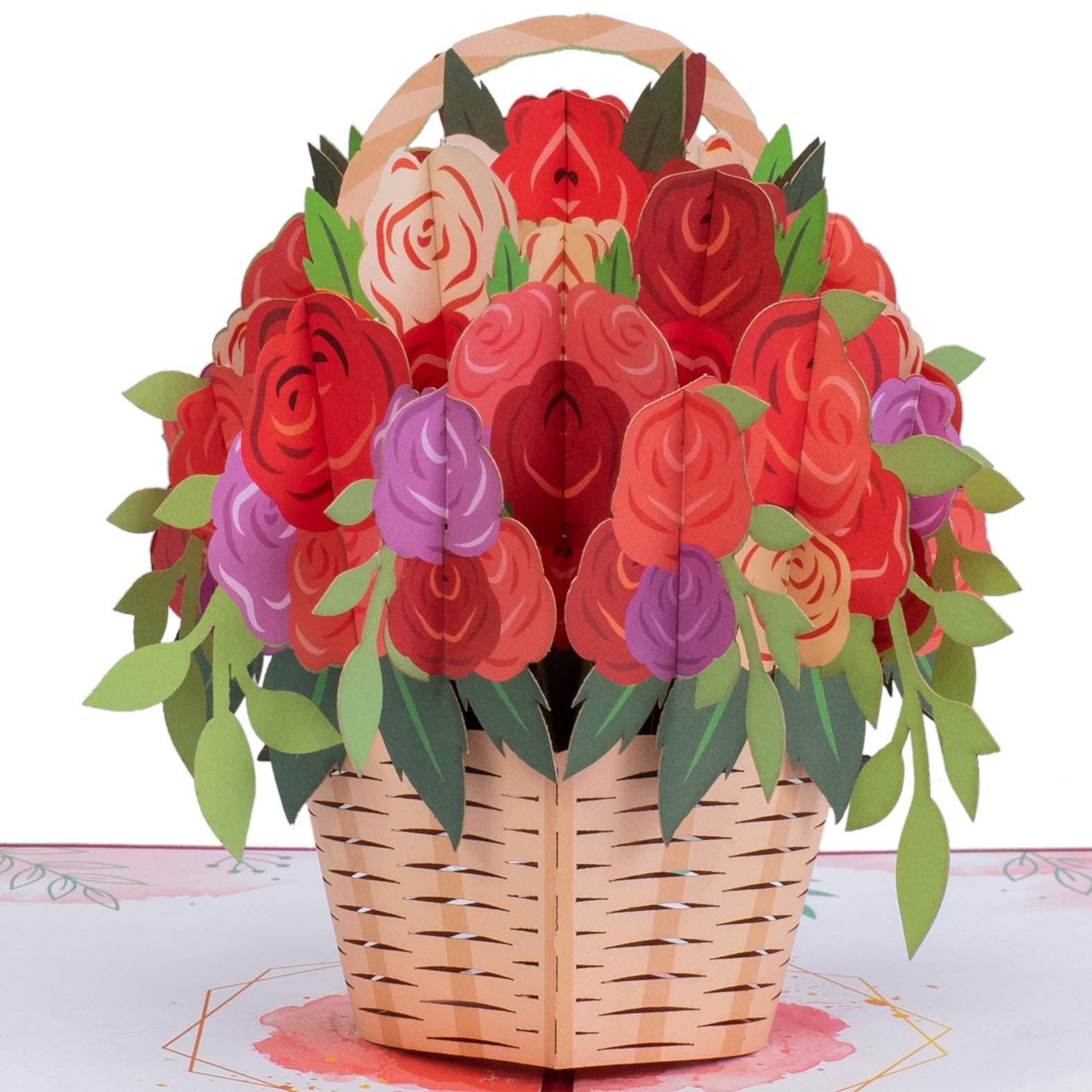 Paper Love Valentines Day Pop Up Card, 3D Love Basket - 5" x 7" Cover - Includes Envelope and Note Card