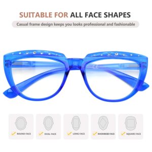 Eyekepper 4-Pack Reading Glasses for Women Rhinestone Readers Oversize Half-Moon Design Eyeglasses +2.50