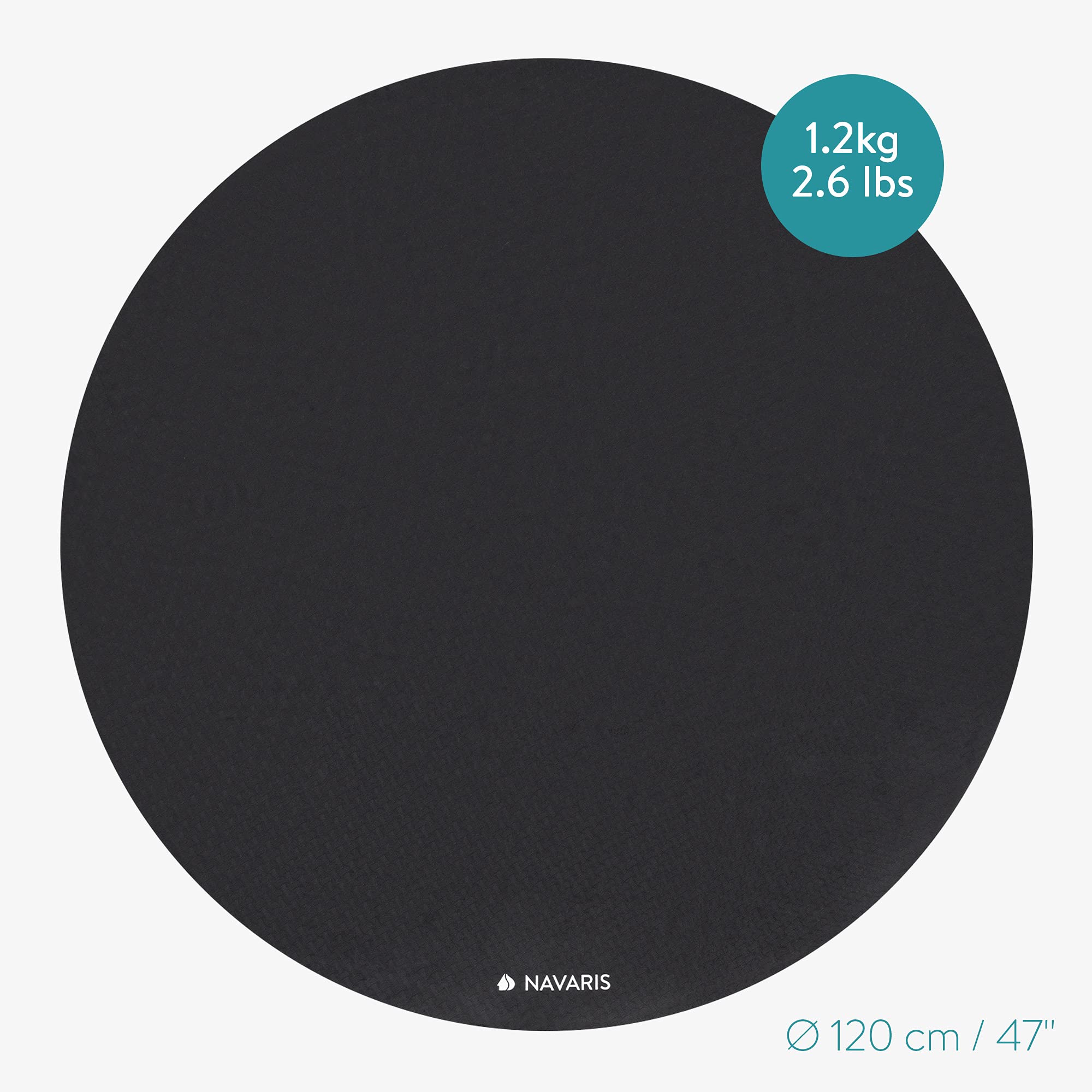 Navaris Round Yoga Mat - 47" Diameter Circular Exercise Mat 1/4" Thick - Non-Slip Mat for Cardio, Workout, Fitness, Tai Chi, Meditation - Size Small