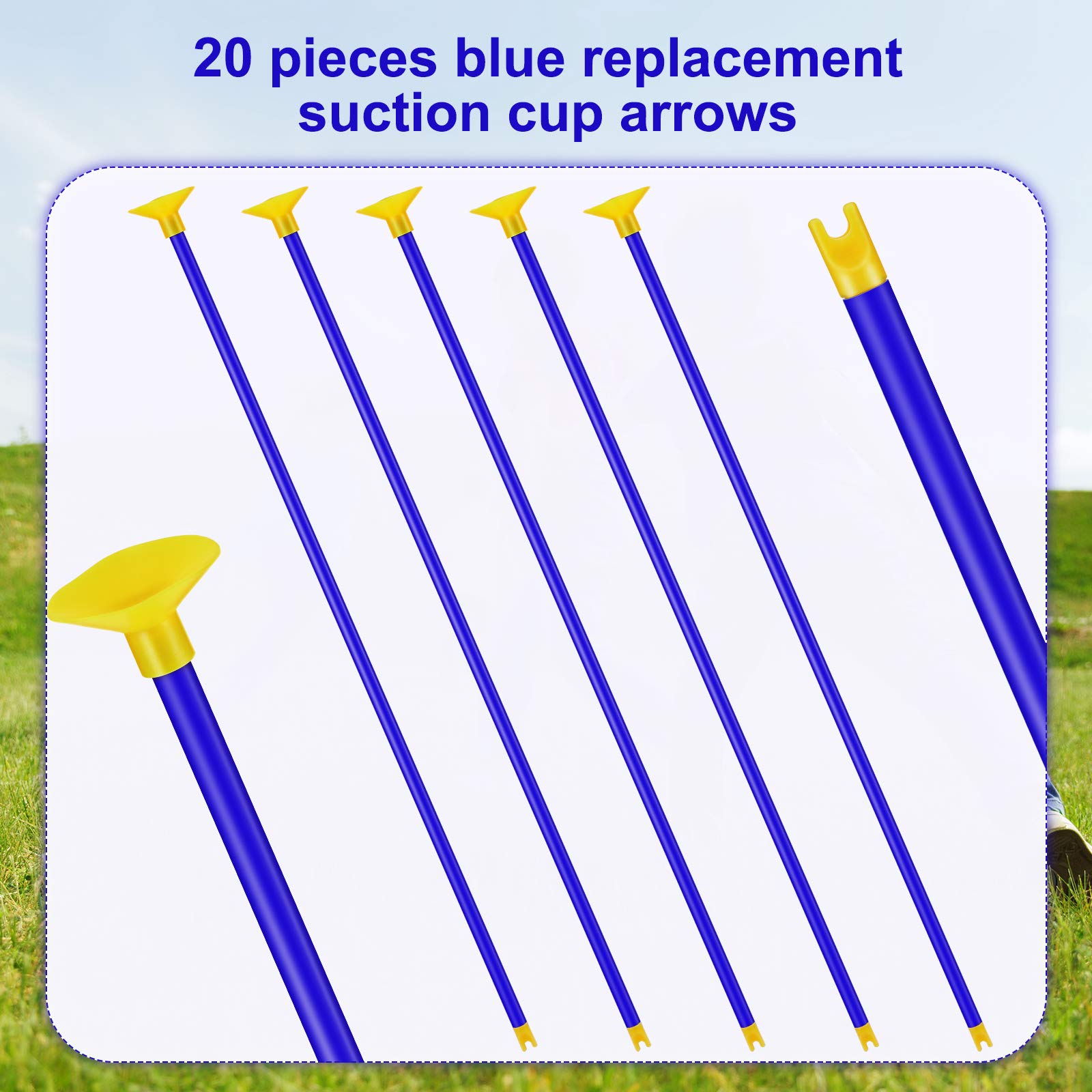 20 Pieces Replacement Suction Cup Arrows Kids Archery Toy Replacement Arrows with Rubber Tip Outdoor Indoor Sports for Boys Girls