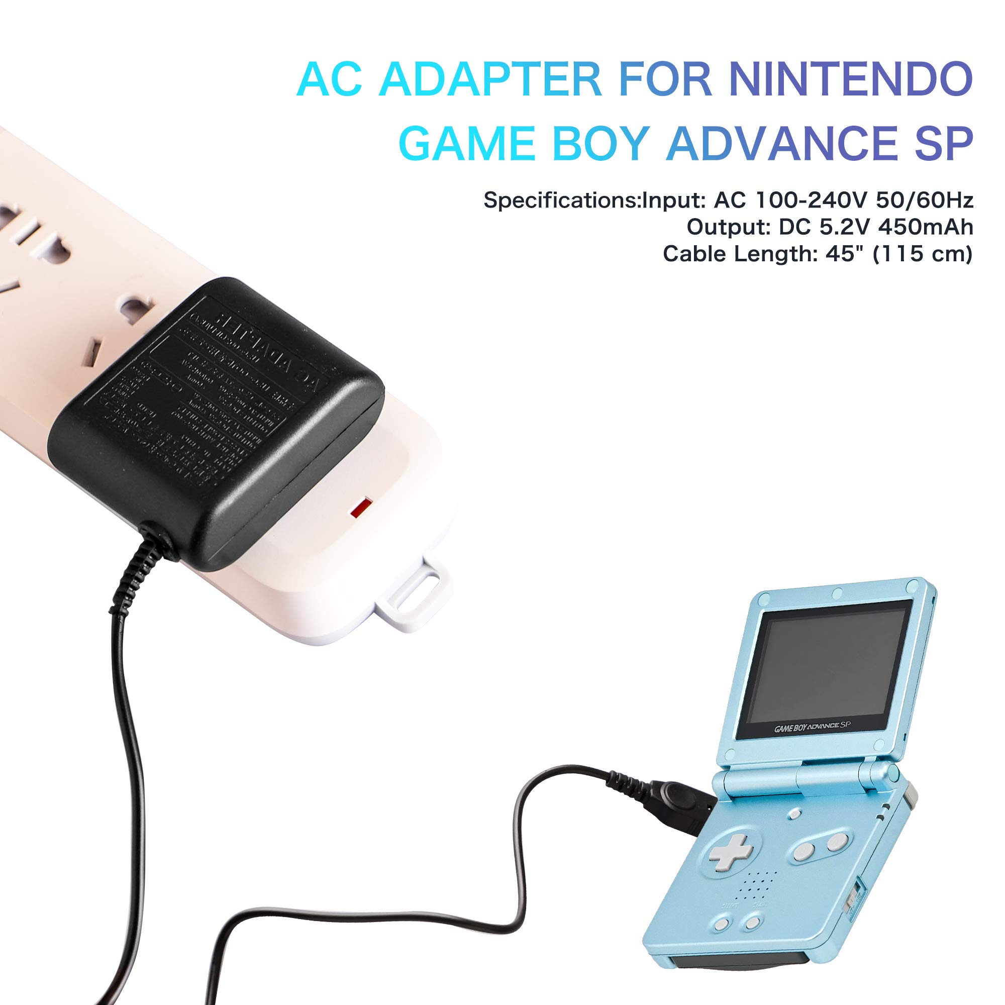 Charger for Gameboy Advance SP, AC Power Adapter Charging Cable Cord for Nintendo DS and Gameboy Advance SP (GBA SP) 5.2V 450mA