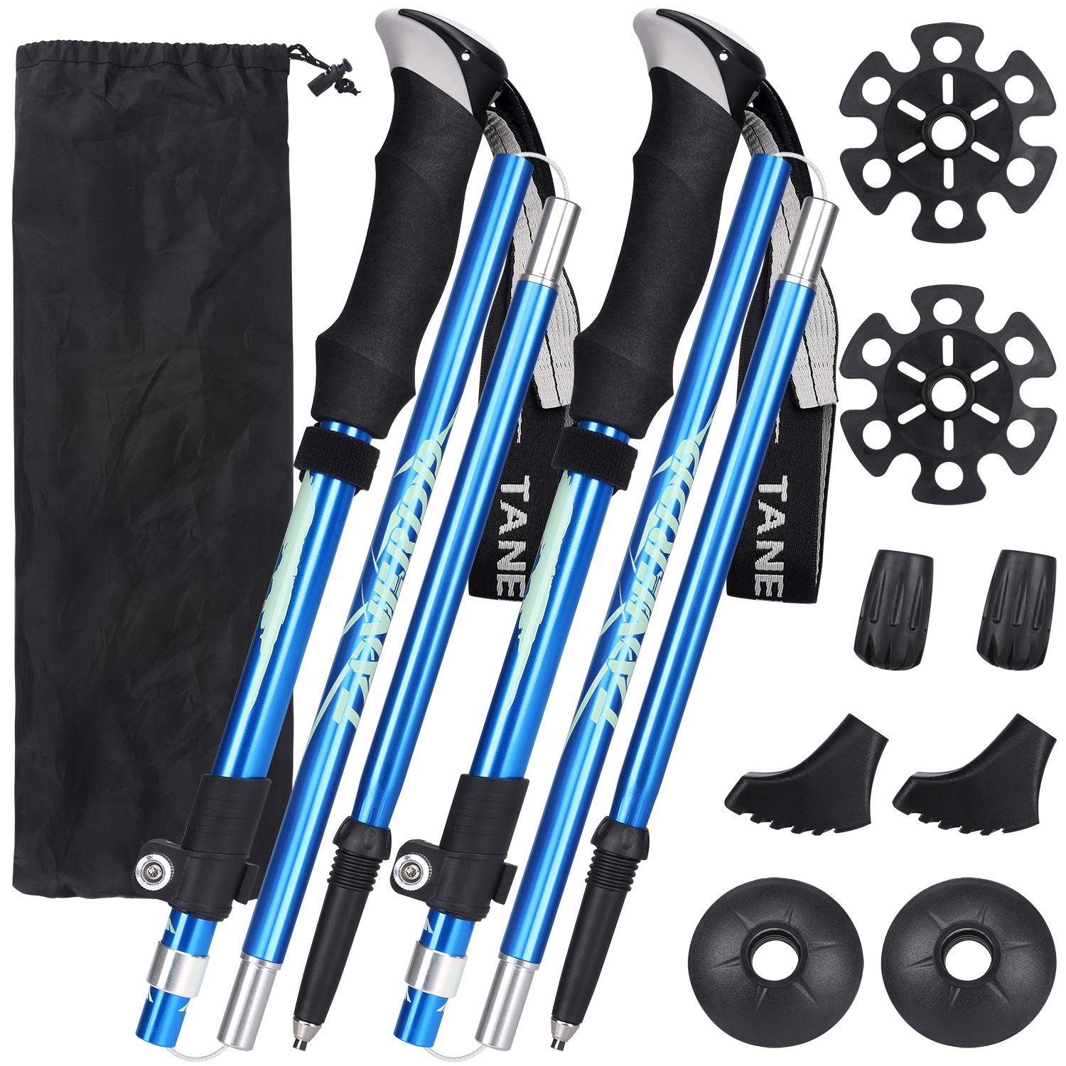 Esup Trekking Poles for Hiking Collapsible Aluminum Alloy 7075 Hiking Poles 2pc Pack Adjustable Quick Lock for Camping, Hiking, Outdoor(Blue)