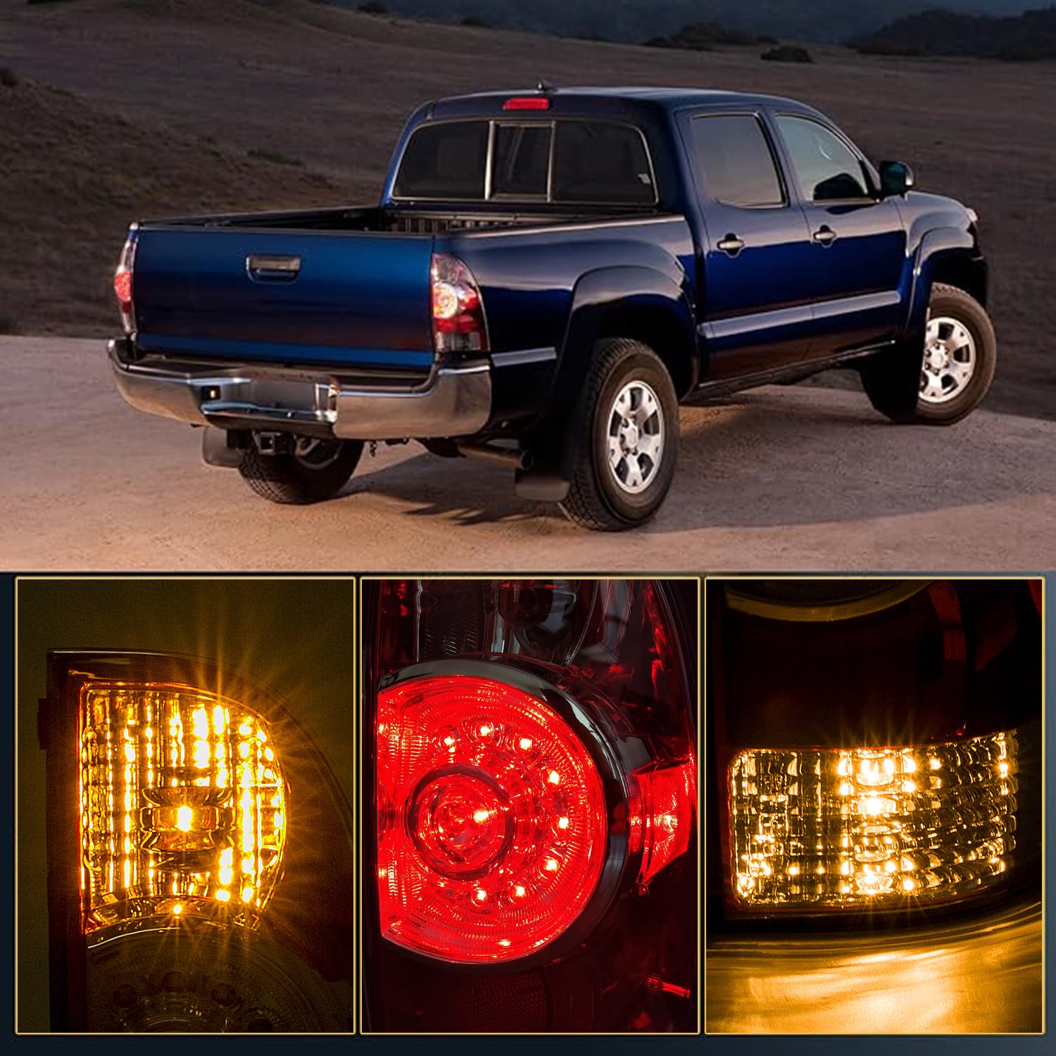 RANSOTO Driver & Passenger Side LED Tail Light Compatible With 2005-2015 Toyota Tacoma Taillights Rear Lamp with Harness and Bulbs Replace 8156004160 8155004160