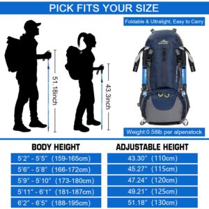 Esup Trekking Poles for Hiking Collapsible Aluminum Alloy 7075 Hiking Poles 2pc Pack Adjustable Quick Lock for Camping, Hiking, Outdoor(Blue)