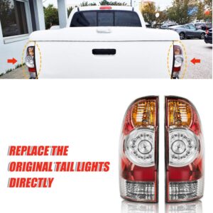 RANSOTO Driver & Passenger Side LED Tail Light Compatible With 2005-2015 Toyota Tacoma Taillights Rear Lamp with Harness and Bulbs Replace 8156004160 8155004160