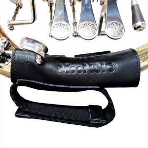 moonsic french horn hand guard with strap genuine leather (black)