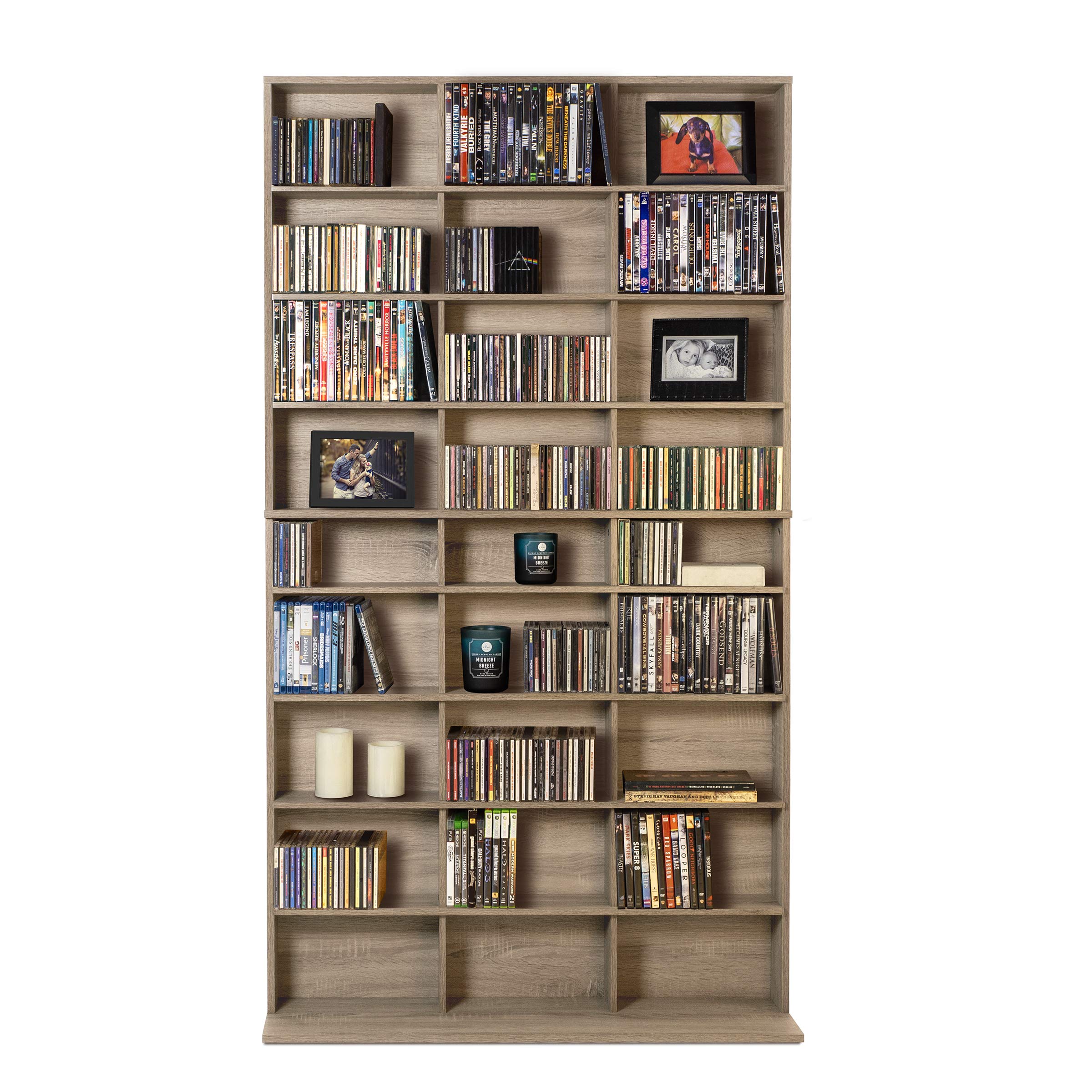 Atlantic Elite Media Storage Cabinet New/Improved Large 837CD/528DVD/624BR Weathered Oak PN38408141