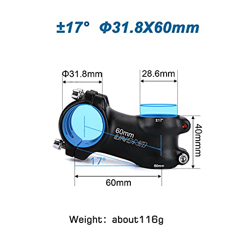 MEISCHE Road Bike Handlebar Stem 60mm Short Stem 17 Degree Stem Riser for Mountain Bike, Road Bike, BMX, MTB