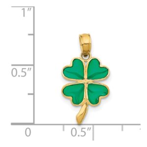 14K 4-Leaf Clover Enameled Pendant 20mm 10mm style K4097