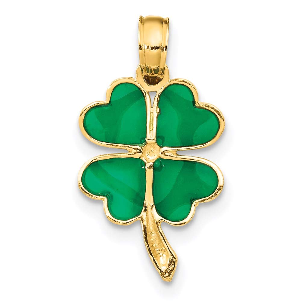 14K 4-Leaf Clover Enameled Pendant 20mm 10mm style K4097