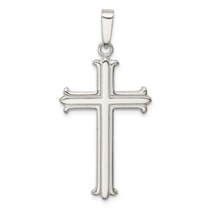 sterling silver polished fleur de lis cross pendant style qc8156