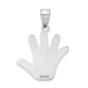 Sterling Silver Rhod-plate Enamel Autism w/Puzzle Piece Handprint Pendant QQC9343