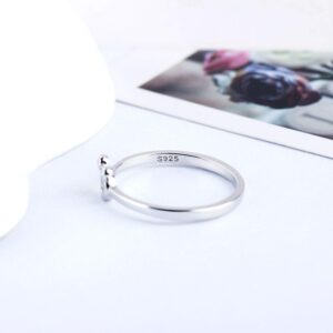 LGSY Sterling Silver Mini Mouse Shape Rings Wedding Engagement Promise Engraved Thin Rings for Women