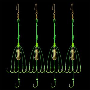 Dyxssm Carp Fishing Feeders Bait Fishing Hooks with Fishing Spring Carp Feeder (Pack of 4) (Green, 10#)