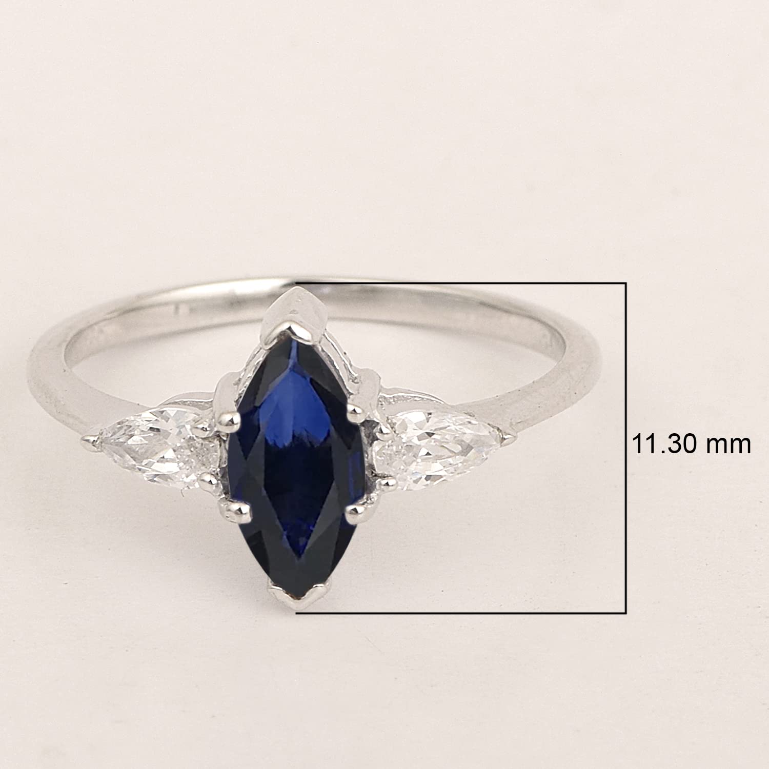 Shine Jewel Multi Choice Your Gemstone Solitaire 0.25 Ctw Marquise Cut 925 Sterling Silver Ring (8, Blue-Sapphire)